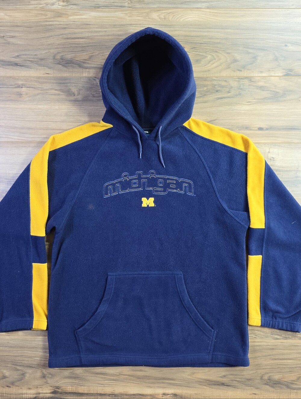 NCAA Michigan Wolverines Fleece Hoodie Mens Size Large Navy Blue Y2K